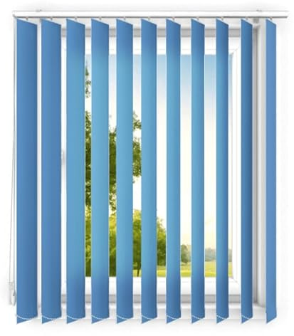 time4blinds - Lamellenvorhang - Vertikaljalousie - Lamellen für Büroarbeitsplätze und für Haus und Wohnung - Vorhang Flächenvorhang Schiebevorhang - 100x220 cm - Azurblau
