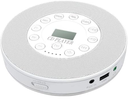 Begchy Lecteur CD Bluetooth Système Audio Stéréo Portable Lecture Rechargeable CD/CD-R/CD-RW/MP3 USB AUX in Prise pour Écouteurs