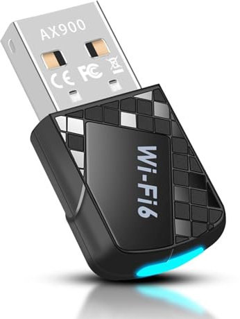 Chiavetta WLAN per PC, AX900 WiFi6 USB WiFi Adattatore Dual Band 2.4GHz/5GHz Antenna interna 2DBi Compatibile con Windows 11/10/8.1/8/7, USB WLAN Adapter per PC/Desktop/Laptop