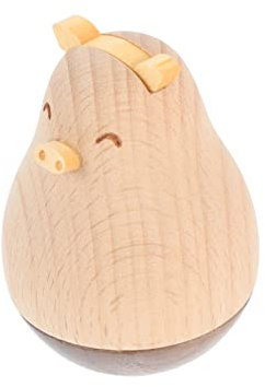 SOIMISS Holz Tierfigur Stehaufmännchen Kleine Holzskulptur Tischdekoration Für Home Office Geschenk Tierliebhaber Muttertagsgeschenk Wohnaccessoire