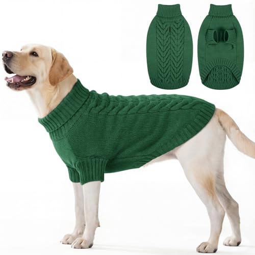 ASENKU Rollkragen Gestrickter Hundepullover Winter XXL für Grosse Hunde | Hunde Strickpullover mit geschirr öffnung, Perfekt für Spaziergänge & Outdoor, Passend für Labrador, Golden Retriever