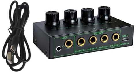 Huudngeje Professional Low Noise 4 Channel Stereo Audio Amplifier for Headphone for Sound Mixer PC Guitar Applications SET 1