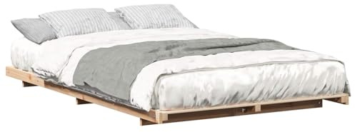 vidaXL Cadre de lit Marron 140 x 190 cm Pin Massif, Cadre de lit rectangulaire Moderne, Rangement Minimaliste, Plateforme en Bois élégante pour Votre Chambre