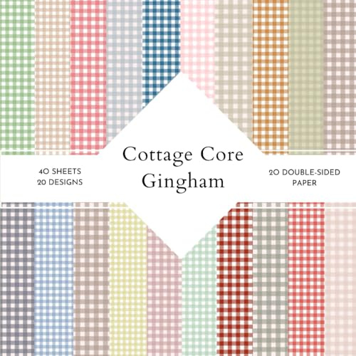 Cottage Core Gingham Scrapbook Paper: | Cottage Core Gingham Craft Paper | 8.5 x 8.5 inch | Cottage Core Gingham Themed Patterns | 40 patterned double sided sheets (20 designs) |