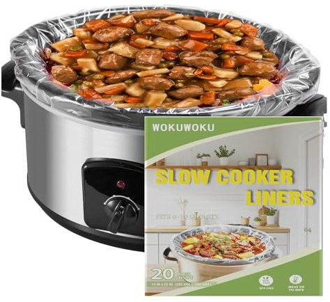 Extra Large Slow Cooker Liners, 20 Count Cooking Bags Large Size Disposable Pot Liners Plastic Bags, Fit 3QT to 10QT for Slow Cooker Cooking Trays, 14x 22 (20)