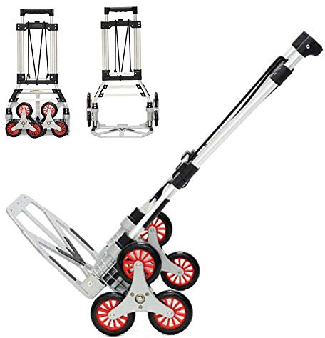 ZGLINMZ Stair Climbing Folding Cart Dolly, Portable Climbing Ladder Trolley Cart, Aluminum Folding Trolley, All-Terrain Resistant Climbing Hand Truck with 6 Wheels, Hardware Gard