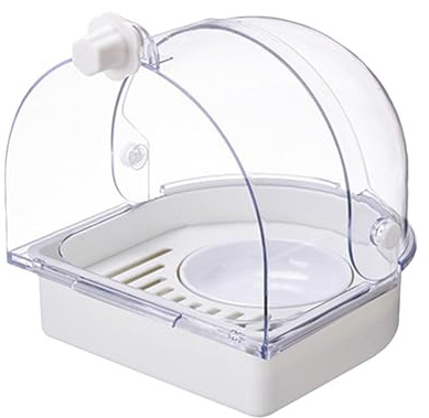 Tyinerc Wellensittich Vogelbad,Futterspender Nest Dusche Box | Spritzwassergeschütztes Und Transparentes Vogelbad Für Den Käfig | Für Innen- Und Fensterbereich, Nymphensittich, Conure, Kanarienvogel,