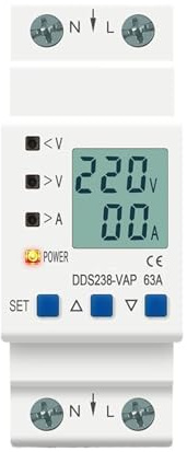 Dispositivo Di Protezione Da Sovratensione E Sottotensione Regolabile Su Guida DIN Da 63 A, 80 A, 110 V, 230 V, Protezione Da Limite Di Corrente, Voltmetro, KWh(63A Top input)