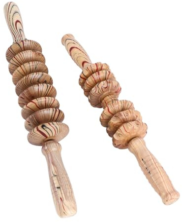 Abaodam 2 Stück Holz Massageroller Stäbe für Beine und Taille Manuelles Muskel und Entspannungsmassagegerät mit Rollenstabdesign zur Stoffwechselanregung