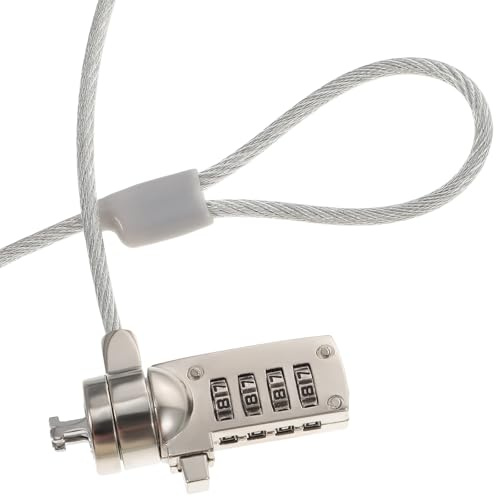 IMIKEYA Câble Antivol à Code 4 Chiffres 1,8 M Diamètre 3,5 Mm pour Ordinateur Portable et Moniteur, Verrou de Sécurité en Plastique Résistant, Protection Antivol pour PC et Projecteur
