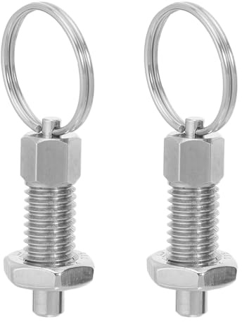 VALICLUD Émbolos de Resorte con Anillo de Tracción, Pasador de Bloqueo Retráctil de Acero Inoxidable M8, 2 Piezas, Tornillos de Fijación para Maquinaria Industrial y Sujeción Segura