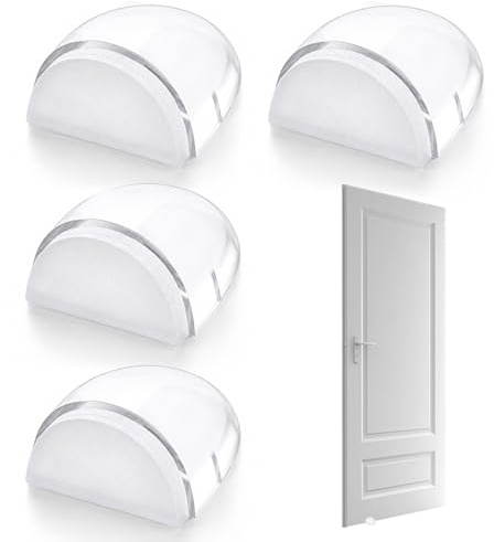 4PCS Arrêts et Butées de Porte, Butee de Porte Sol Stop Porte, Protection Mur et Meubles pour Espaces Réduits, Lot de 4 Butoirs Transparents Adhésifs