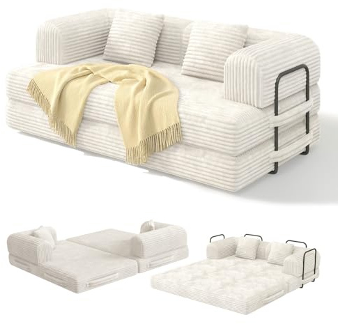 Xbro Divano Relax Modulare Compatto 2 Posti, Divano Letto Salvaspazio Basso in Schiuma ad Alta Resilienza per Monolocale, Soggiorno e Zona Lounge, 160 x 180 cm