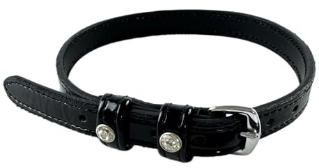 ES4011 Lackleder Sporenriemen Strass, Schwarz Lackleder / Weiße Strass | Equine Smile, Strasssteine Kristall Glänzend Zubehör Reitsporenriemen Fixierung Reitsporen Lederriemen Design