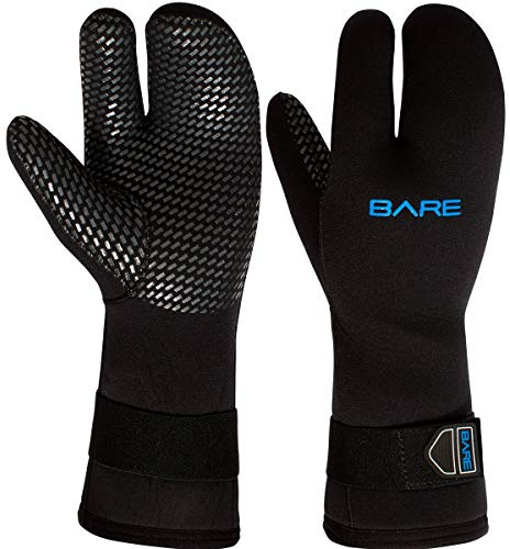 Bare 7MM 3-Finger Mitt | Designed for Scuba Diving in Colder Waters | 3 Finger Design Provides Extra Warmth by Keeping Fingers Closer Together | Velcro Strap ensures minimizes Water exhange | XL