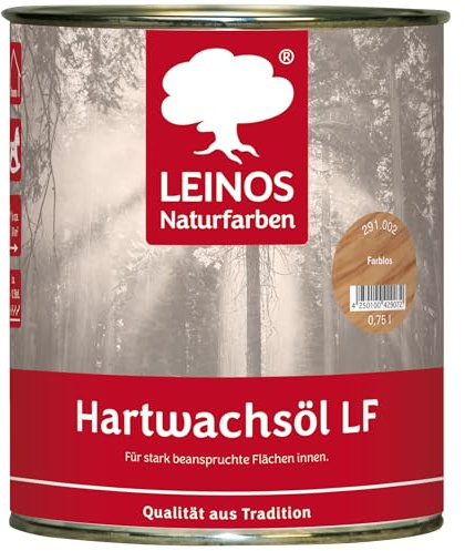 LEINOS Hartwachsöl LF 291 farblos – lösemittelfrei für Holz- & Korkböden, Möbel & Innenflächen – seidenmatt, offenporig, wasserabweisend & strapazierfähig – 0,75 L für den Innenbereich