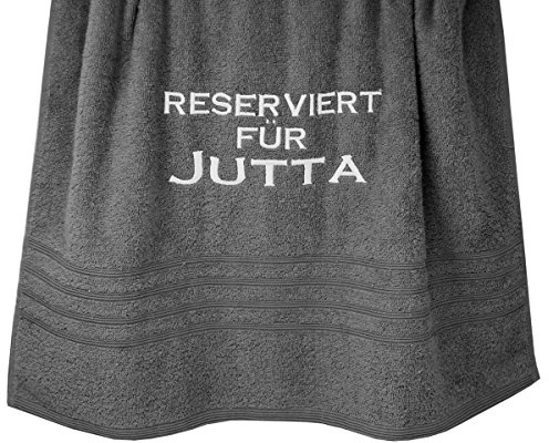 Lashuma London Duschtuch 70x140 Bestickt mit Reserviert für Wunschnamen, Grau – Anthrazit