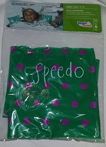 Speedo Basic Inflatable Armbands, Level 2 Swim Aids, Ages 2+, Teal with Purple Polka Dots