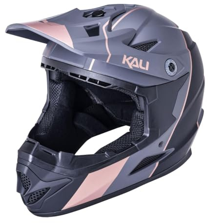 Kali Protectives Zoka Stripe Youth Full face Mountain Bike Helmet for MTB, BMX, Downhill and Cycling - Mat Black/Bronze YL