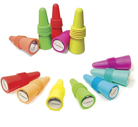 Rabbit Wine Bottle Stoppers Set of Two, Multicoloured