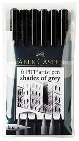 Faber-Castell 167116 - Tuschestift Pitt Artist Pen 6er Set, schwarz