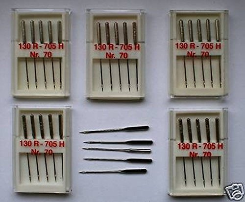 Telliswelt Nähmaschinennadeln Universal Flachkolben 70er 5 Pack a 5 Nadeln 130/705