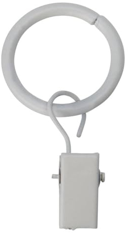 DécoProfi 10x Gardinenringe Vorhangringe mit Klammern Ø 25mm Weiß I Ringe für Gardinenstangen Ø 16mm I Geeignet für Vorhang-Gardinenstange