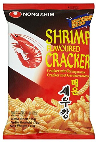 Nong Shim Shrimp Crackers - Hot & Spicy (75g) - Packung mit 6