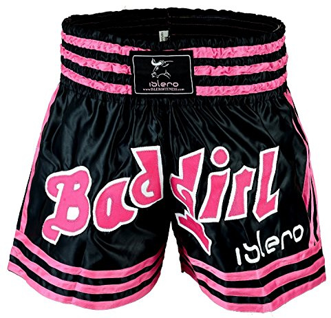 Islero Pantalones cortos de Muay Thai para niñas y mujeres, para practicar MMA, kick-boxing o artes marciales, color multicolor, tamaño Large