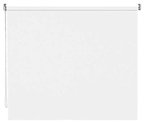 Verdunklungsrollo Fenster Tür Rollo Farbwahl Kettenzugrollo Seitenzugrollo Breite 60 - 200 cm Höhe 180 cm u. 240 cm Stoff lichtundurchlässig Metall Klemmhalter ohne Bohren (90 x 240 cm / Weiß)