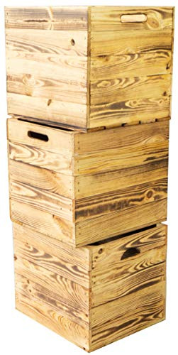Kistenkolli Altes Land 3er Set Holzkiste Aufbewahrungskiste Schubladenbox passend für alle Kallaxregale und Expidit Regale Weinkiste Obstkiste Regalkiste Maße 33x37,5x32,5cm boxen