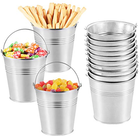 Toyvian Mini Metalleimer, 12 Stück Kleine Zinkeimer für Süßigkeiten Gastgeschenke Dekorative Metalleimerchen für Bastelprojekte Hochzeit Party Taufe Mini Blumentöpfe Tischdeko