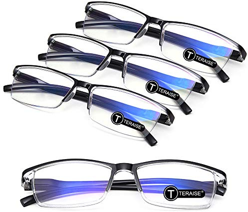 TERAISE lunettes de lecture anti-lumière bleue, légères et confortables pour lunettes de lecture homme et femme, robustes lunette de lecture ordinateur, étui à lunettes inclus