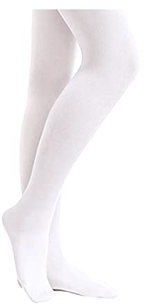 Stelle Girls' Ultra Soft Pro Dance Tight/Ballet Footed Tight(Toddler/Little Kid/Big Kid),WT,S White