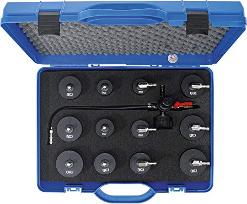 BGS 6933 | Turbolader-Ladeluft-System-Prüfkoffer-Satz | 13-TLG. | Henn-Schellen-Bajonettverschluss Ø 31,0 - 61,0 mm | Prüfadapter, Verschlusskappen, Druckregler
