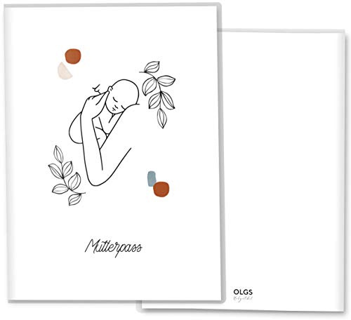 OLGS Mutterpasshülle Modern Lineart Hope, Kunststoff Schutzhülle für Mutterpass ohne Personalisierung, Schwangerschaftsbedarf