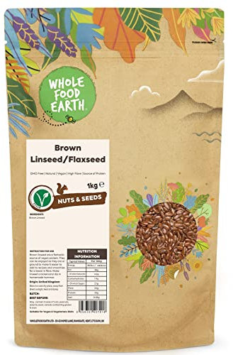 Whole Food Earth® Brown Linseed/Flaxseed, GMO Free, Natural, High Fibre, Source of Protein, 1 kg (Pack of 1)