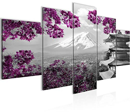 Runa Art - Bilder Japan 200 x 100 cm 5 Teilig XXL Wanddekoration Design Rosa Grau 009151b
