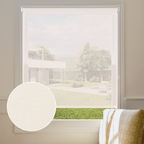Persilux Solar-Fensterschirme, Lichtfilterung, Rollos (71,1 cm B x 182,9 cm H, beige), schwer entflammbar, halbdurchsichtig, UV-Schutz, Jalousien für Fenster, Zuhause, Büro, einfach zu installieren