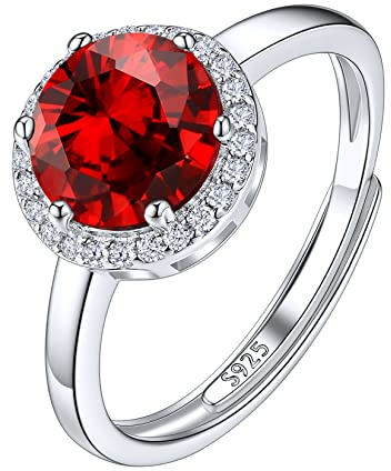 Suplight Anello Regolabile Donna Argento 925 Orecchini Punto Luce Granato Rosso Gennaio Con Confezione Regalo