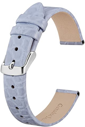 BISONSTRAP Cinturini per Orologi Donna, Cinturino di Ricambio Morbidi con Fibbia Iucida, 14mm, Viola Chiaro con Fibbia in Argento