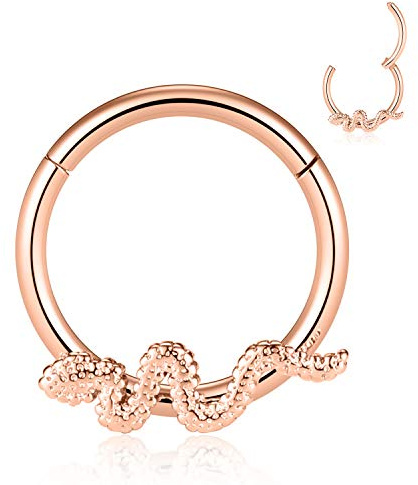 AROWRO 16 g rostfritt stål septum clicker daith rook tragus helix brosk lobe septum piercing smycke orm/pyramid/pil/stjärna design fällbar segmentring, Rostfritt stål