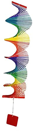 Milageto Holz Windspiel Regenbogen Windspiel Bauernhaus Anhänger Windglocke Kunsthandwerk Spirale Rustikal für Party Hof Eingang Dekoration Fenster