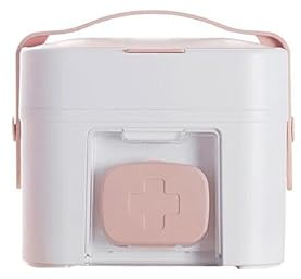 U. Uberlux Medikamentenbox mit Pillendose, Hausapotheke, Aufbewahrungsbox, Medizinbox, Medizinkoffer, Erste Hilfe Kasten, zweilagige Mehrzweck Aufbewahrungsbox, Organizer Koffer (Rosa)