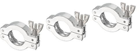 PATIKIL KF-25 Vakuumklämma, 3-pack aluminiumlegering hållbar dubbelstift slangklämma med vingmutter för hylsa, silver