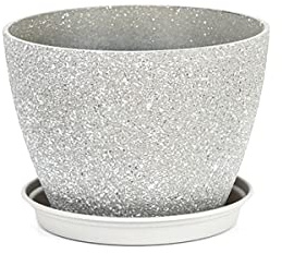 MissFox Blomkrukor 20 cm blomkruka med underlägg, rund blomkruka set av plast, ytterkruka 20 cm diameter blomkruka för inomhus- och utomhusbruk, blomkruka för hem balkong trädgård