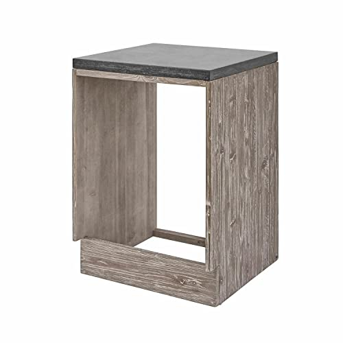 Loberon Spülmaschinenumbau Cambria, für Unterbau-Geschirrspüler, modern-rustikal, mit White-Washed-Finish veredelt, Küchenmöbel, Tannenholz, Blaustein, schwarz/braun