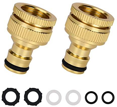 flintronic Raccordi per Tubi da Giardino 2 Pezzi, Raccordo per Tubo dell'Acqua, con 2 * Connettore del Rubinetto Rapido(3/4 Pollici e 1/2 Pollici), Accessori per l'irrigazione per Autolavaggio