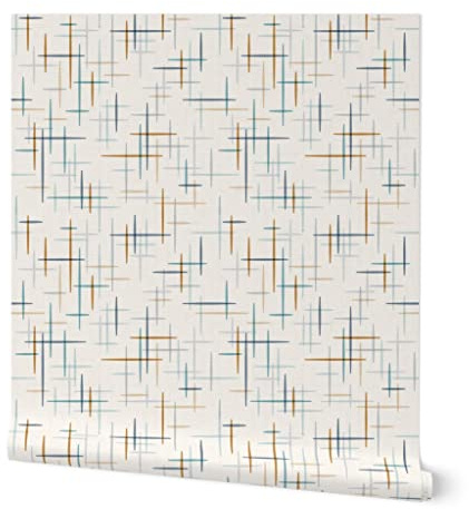 Peel & Stick Wallpaper Swatch - Atomic Mid Century Modern Vintage Style Retro Custom Removable Wallpaper by Spoonflower