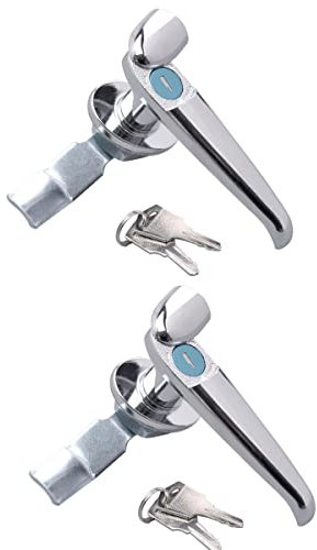 Level Handle Cam Lock, Electric Cabinet Lock, File Cabinet Machine Cabinet Lock, Zinc Alloy Chrome Finished L Shape with Keyed Alike MS308-3 (2 Pack)